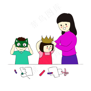 教师节老师辅导学生制作帽子面具