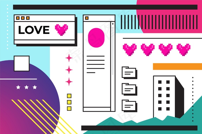 蒸汽背景线性复古风格