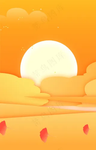 简约唯美秋天风景平面素材