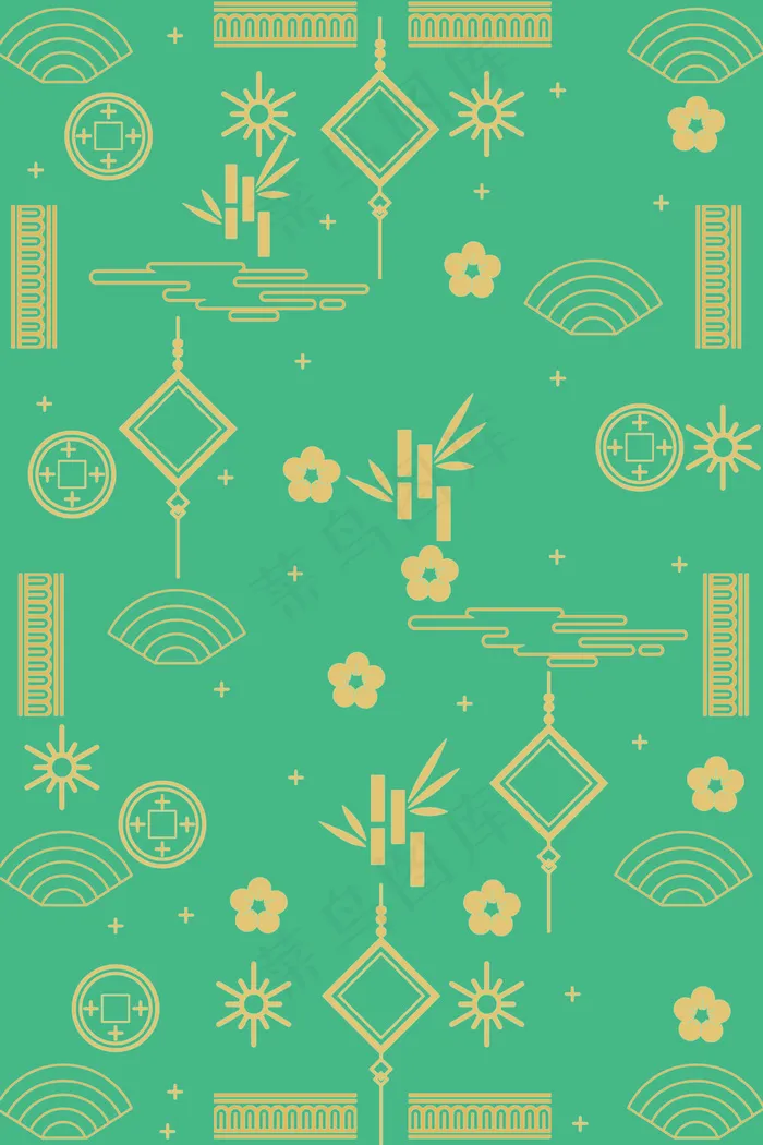 绿金色系传统中国风底纹
