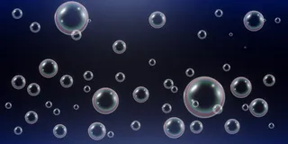 透明背景上的肥皂泡。灯泡图示。