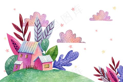 抽象水彩画景观背景