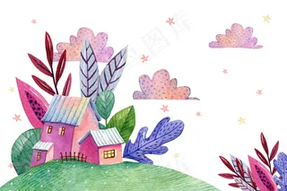 抽象水彩画景观背景