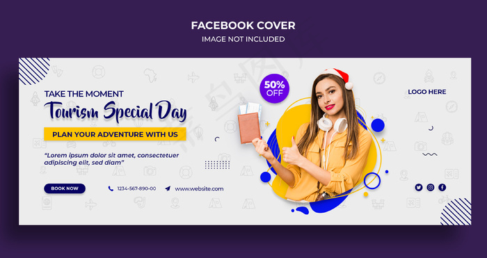 旅游特别日facebook时间轴封面或标题和网页横幅banner模板psd模版下载