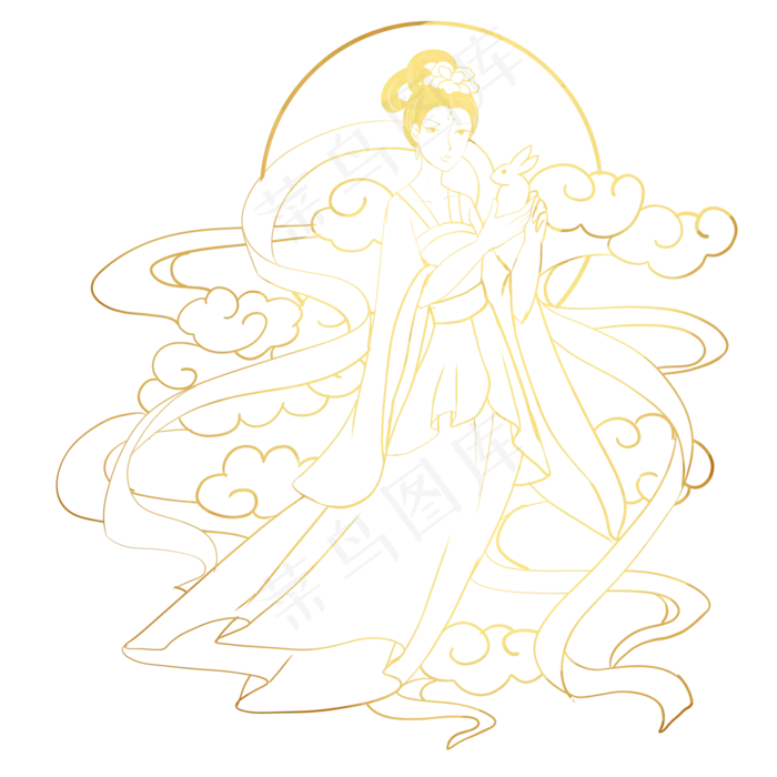 中秋奔月嫦娥玉兔(2000X2000(DPI:300))psd模版下载