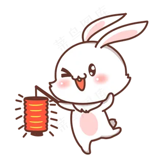 打灯笼兔子表情包