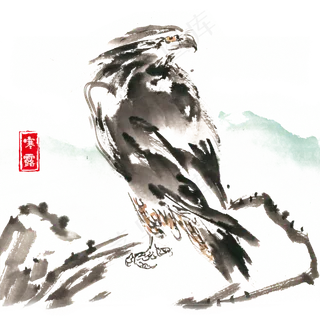 中国风节气寒露岩石上的鹰