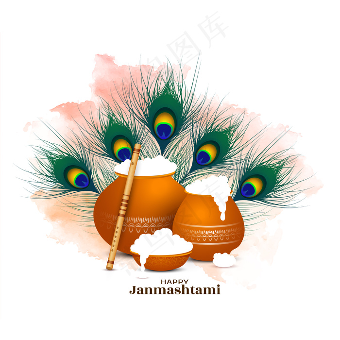 快乐 janmashtami 印度节日庆典背景设计矢量eps,ai矢量模版下载