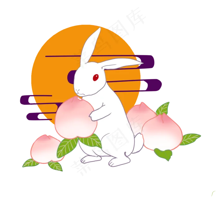 中秋节玉兔蟠桃(2000X2000(DPI:300))psd模版下载