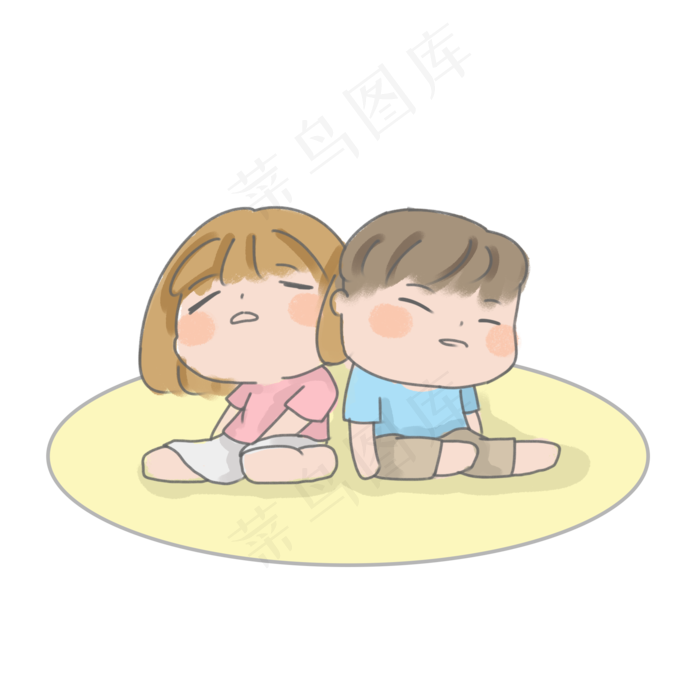 七夕情人节男女靠背休息PNG素材(2000X2000(DPI:300))psd模版下载