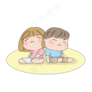 七夕情人节男女靠背休息PNG素材