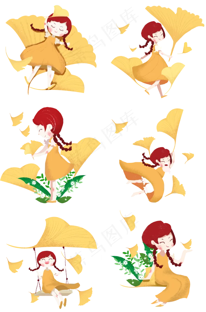 立秋节气银杏和女孩系列(2000X3020(DPI:300))psd模版下载