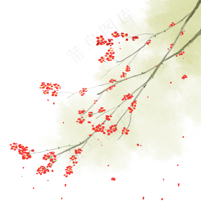 冬日梅花红梅花瓣免扣(3132X3150(DPI:381))psd模版下载