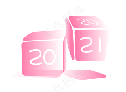 粉色渐变元旦跨年骰子