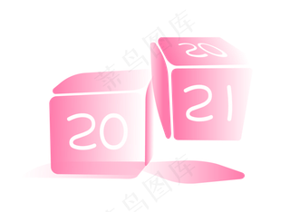 粉色渐变元旦跨年骰子