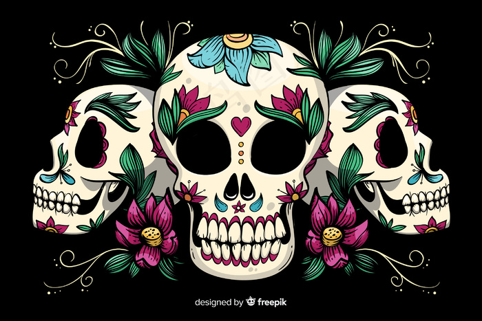 手绘dia de muertos背景