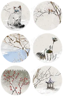 中式风格雪景大寒中国风水墨PN