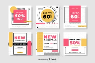 不同折扣彩色抽象销售模板集