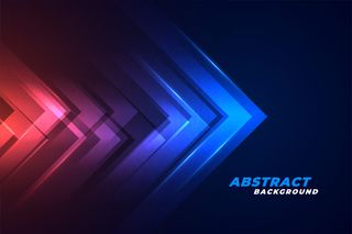 在红光和蓝光背景下向前移动箭头