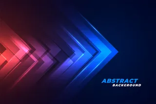 在红光和蓝光背景下向前移动箭头