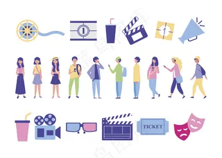 人像和电影院娱乐图标