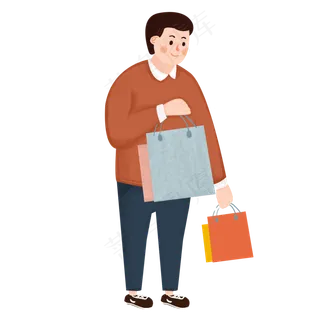 卡通双十一购物人物男孩素材