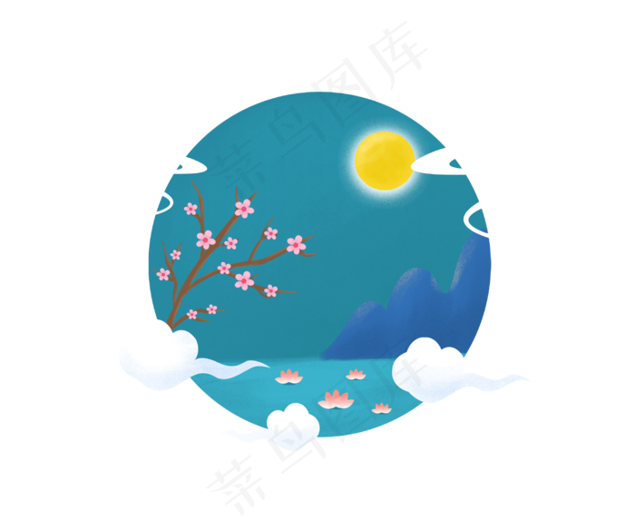 中秋花好月圆(3000X2500(DPI:300))psd模版下载