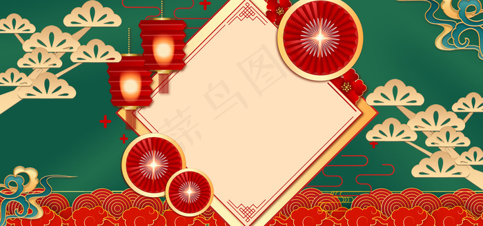 2021新年牛年中国风海报背景