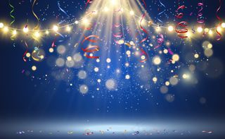 圣诞亮丽，亮丽的灯光，设计元素。设计圣诞贺卡的发光灯。花环，灯光装饰。