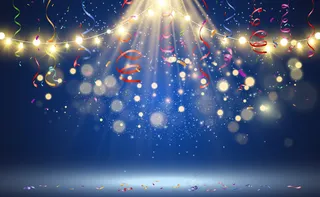 圣诞亮丽，亮丽的灯光，设计元素。设计圣诞贺卡的发光灯。花环，灯光装饰。