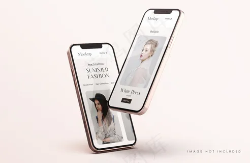 红色和金色手机屏幕实物模型样机与手机app移动应用程序app演示模板