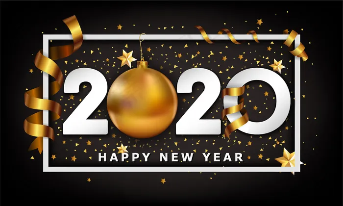 新年印刷cretaive背景2020圣诞金球饰品和条纹元素eps,ai矢量模版下载