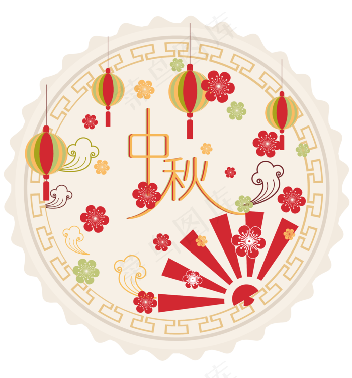 中秋节八月十五包装蒲扇