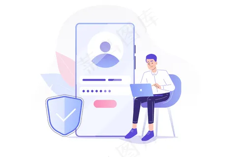 与坐在智能手机旁的男子在线注册和注册