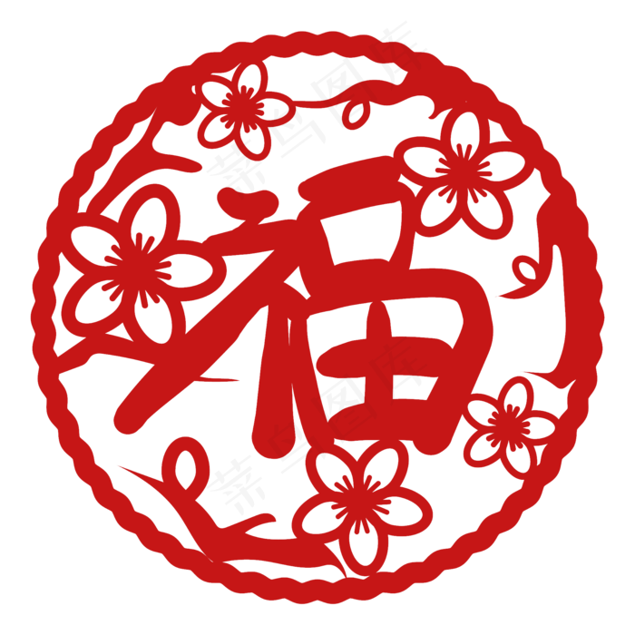 新年红色福字窗花