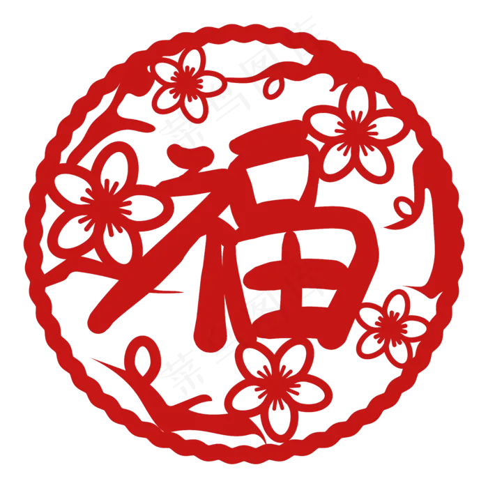 新年红色福字窗花