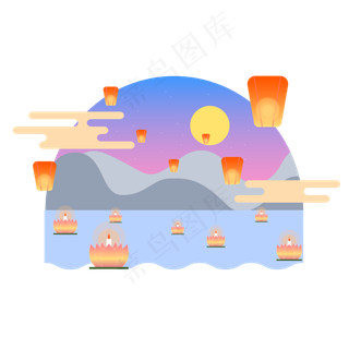 中秋佳节夜景矢量插图