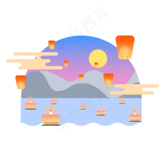 中秋佳节夜景矢量插图