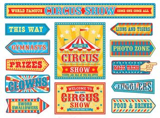 复古马戏团徽章、狂欢节标志