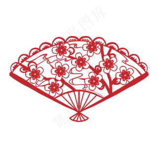 新年梅花扇子剪纸 新年梅花扇子剪纸