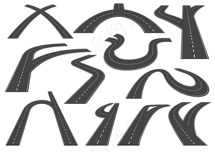 弯道、高速公路或公路。eps,ai矢量模版下载