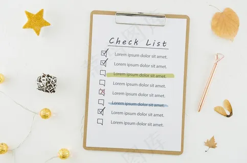 带实体模型样机的顶视图检查表