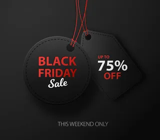 黑色星期五商业广告折扣背景。黑色3d标签