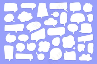 用于对话的语音气泡盒集。卡通对话孤立的背景