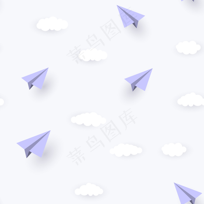 纸飞机和云无缝图案背景eps,ai矢量模版下载