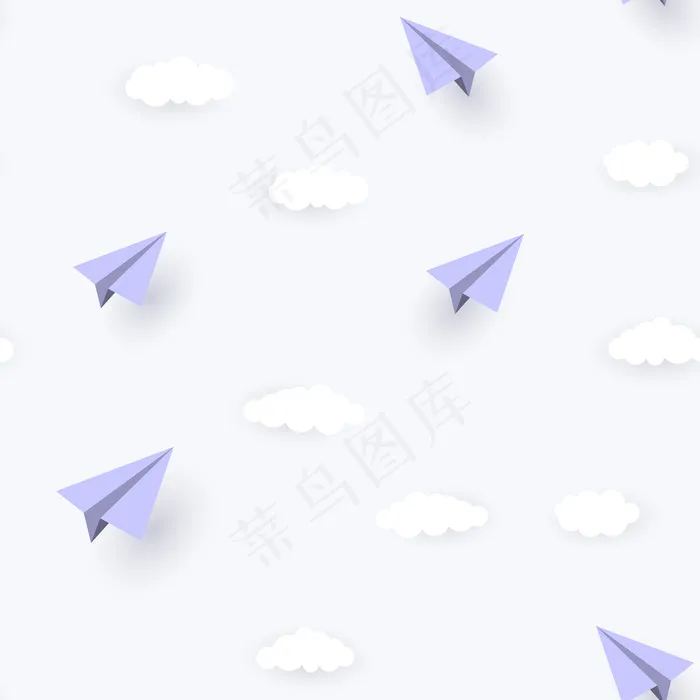 纸飞机和云无缝图案背景eps,ai矢量模版下载