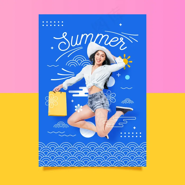 夏日时尚女孩海报模板eps,ai矢量模版下载
