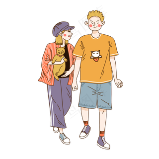 情人节七夕节卡通情侣