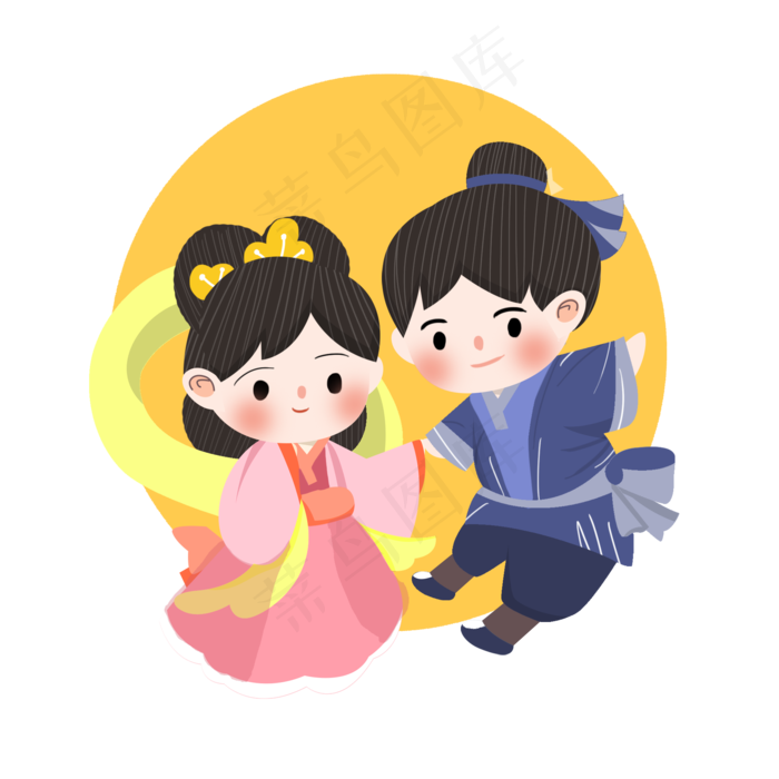 七夕乞巧节牛郎织女相会psd素材