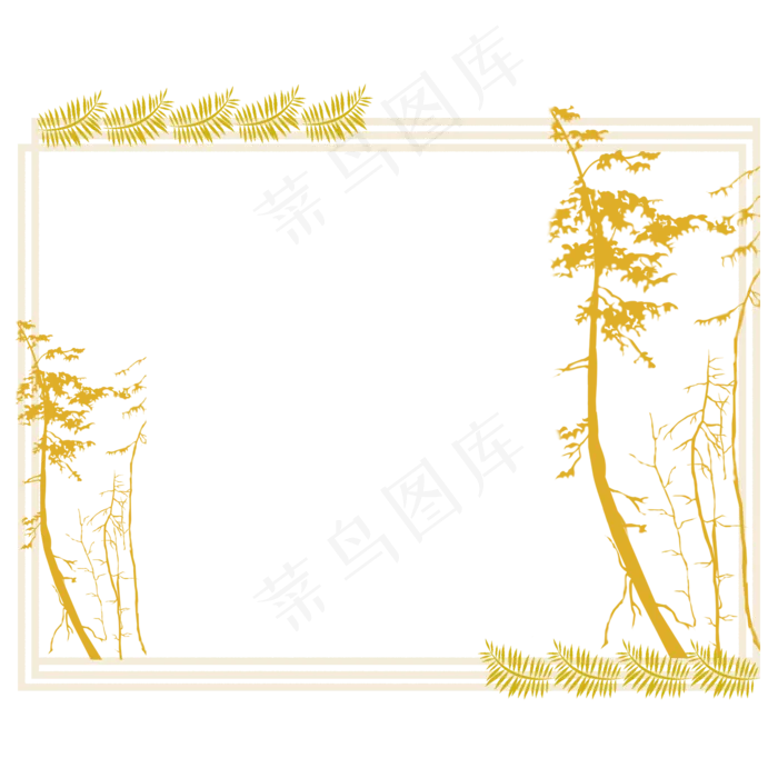 黄色树木边框(2000X2000(DPI:300))psd模版下载